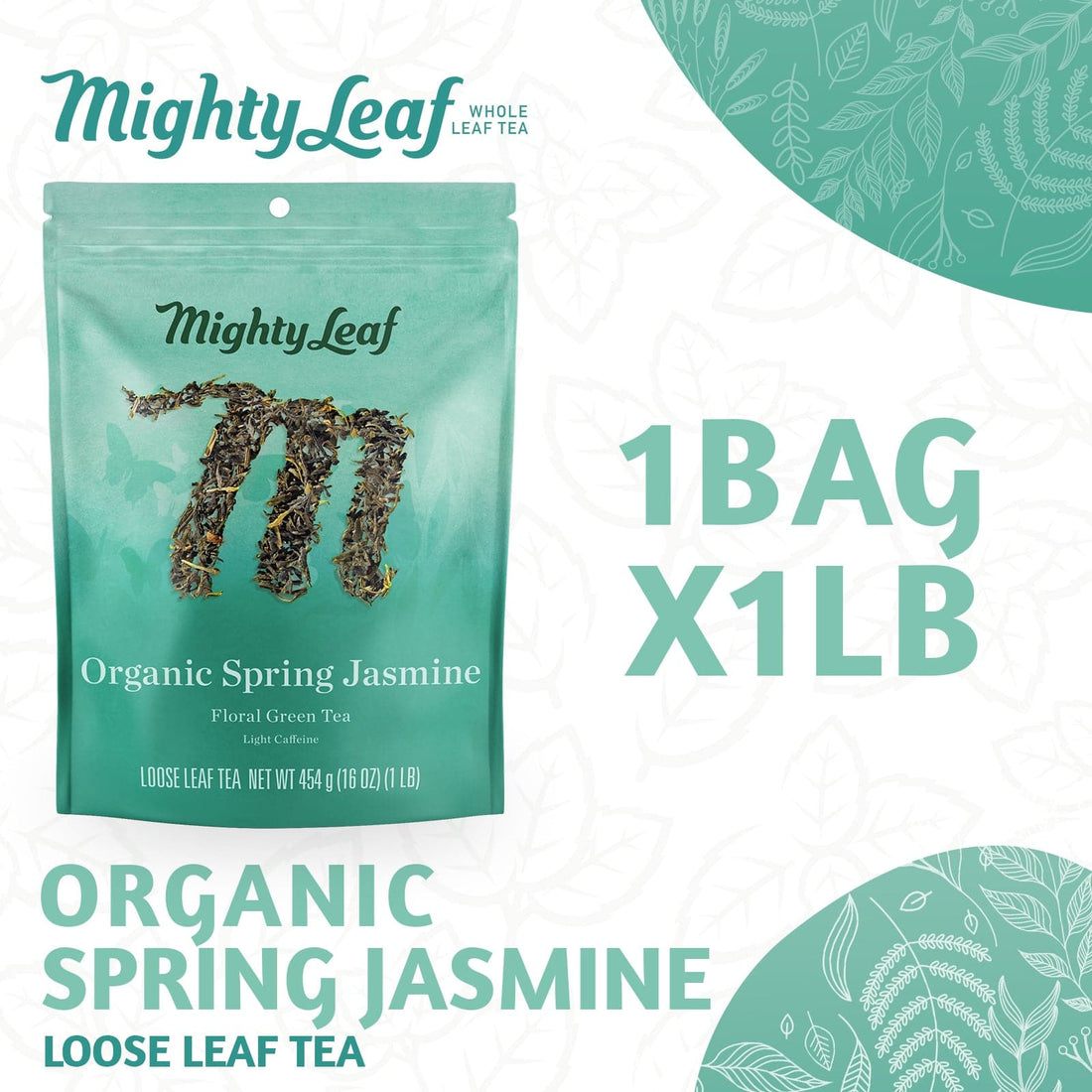 Mighty Leaf Loose Tea, Organic Spring Jasmine, 1 Pound Bag