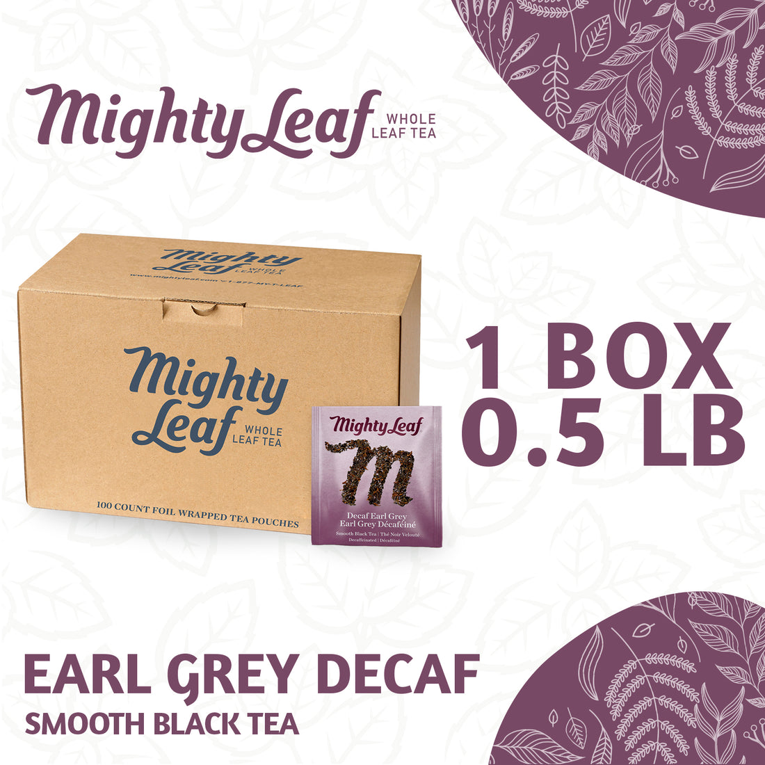 Mighty Leaf Tea Earl Grey Decaf  X 100 Tea Pouches