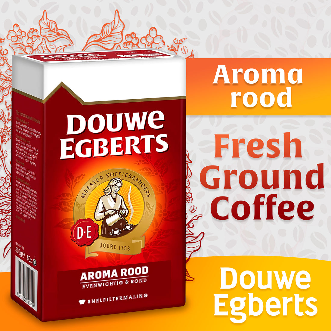 Douwe Egberts Aroma Rood Ground Coffee X 4 Packs, 4.4 Lb