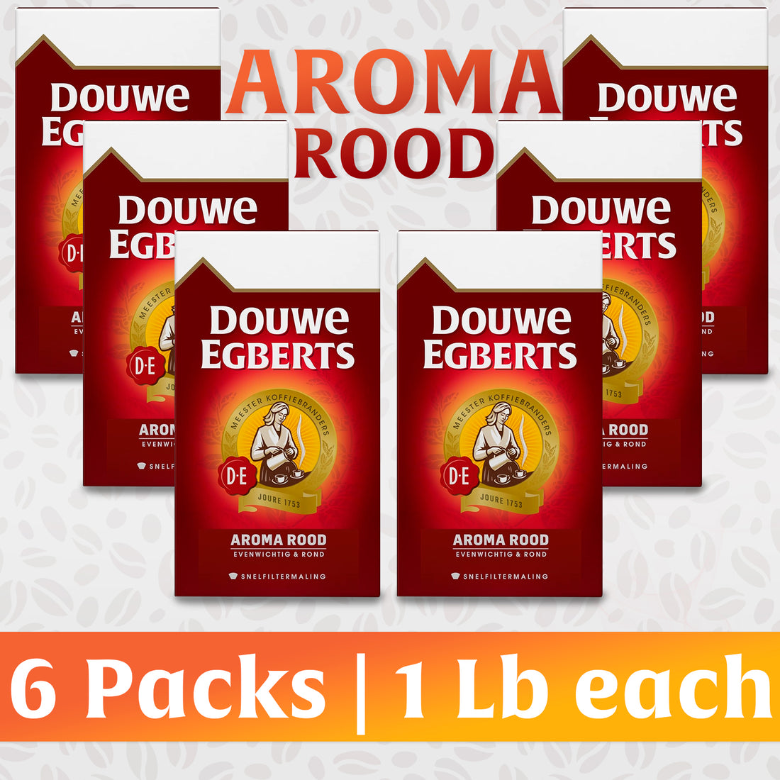 Douwe Egberts Aroma Rood Ground Coffee X 6 Packs, 6.6 Lb