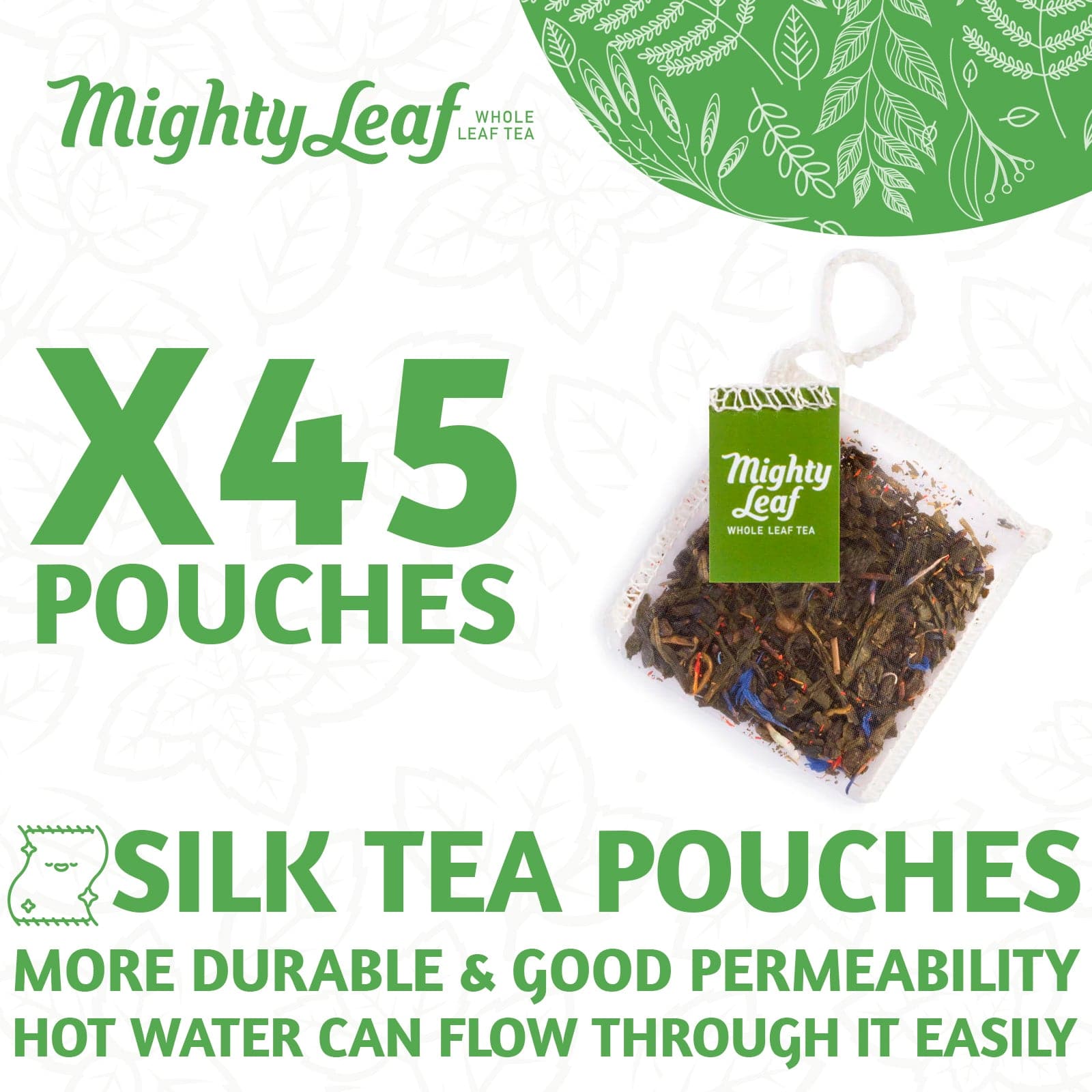 Mighty Leaf Green Tea Tropical - 45 Pouches | Refreshing Tropical Blend