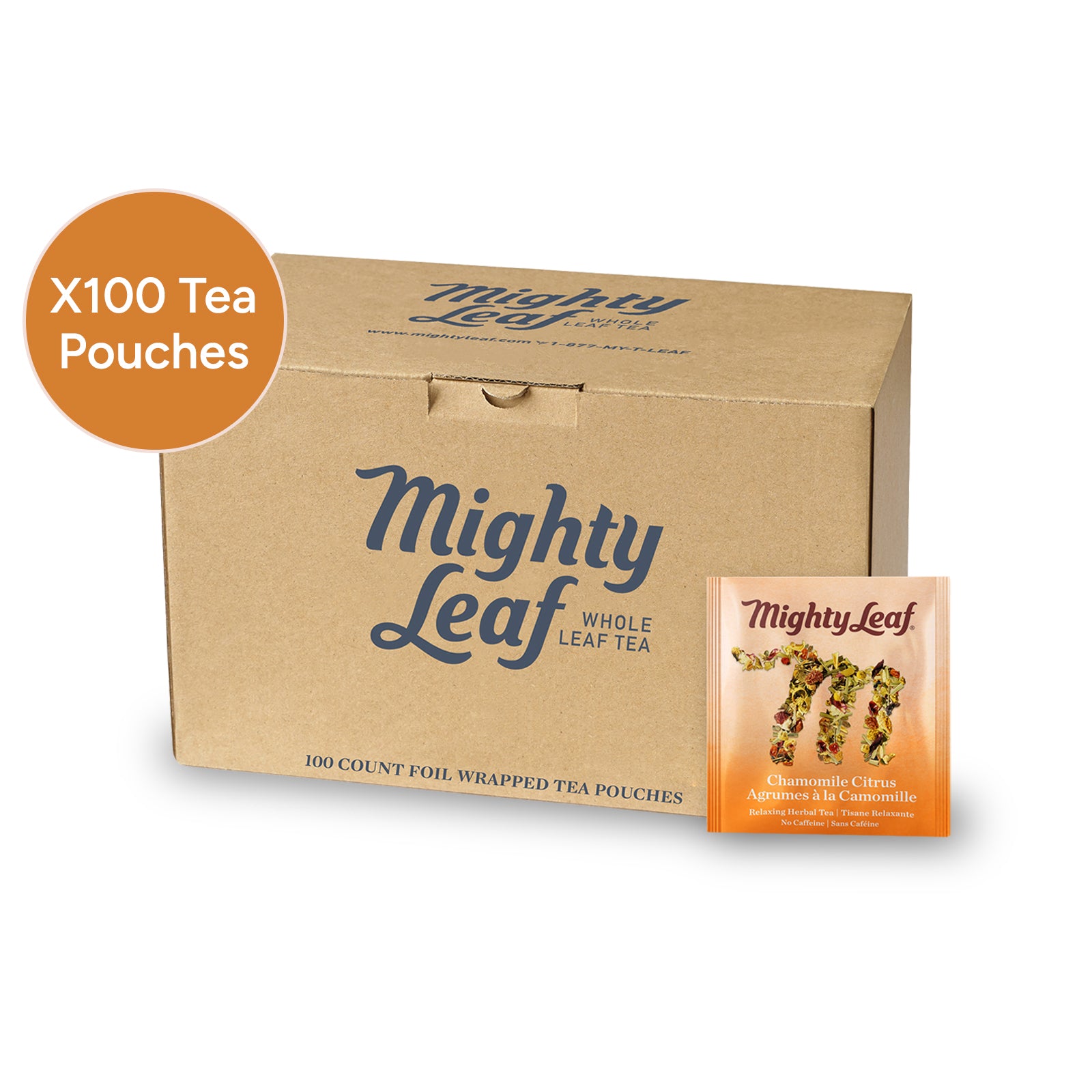 Mighty Leaf Herbal Tea Bags Chamomile Citrus X 100 Tea Pouches