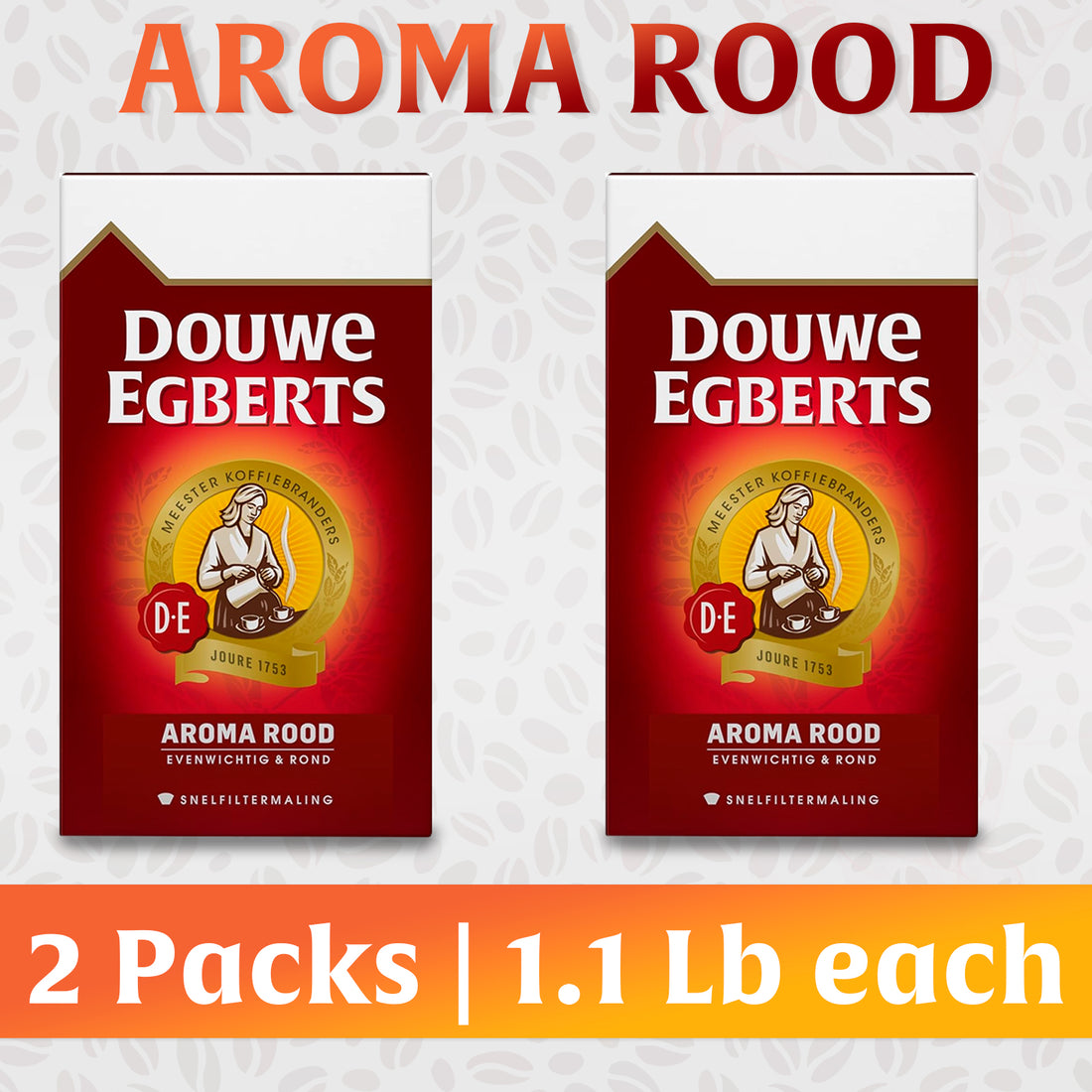 Douwe Egberts Aroma Rood Ground Coffee X 2 Packs, 2.2 Lb