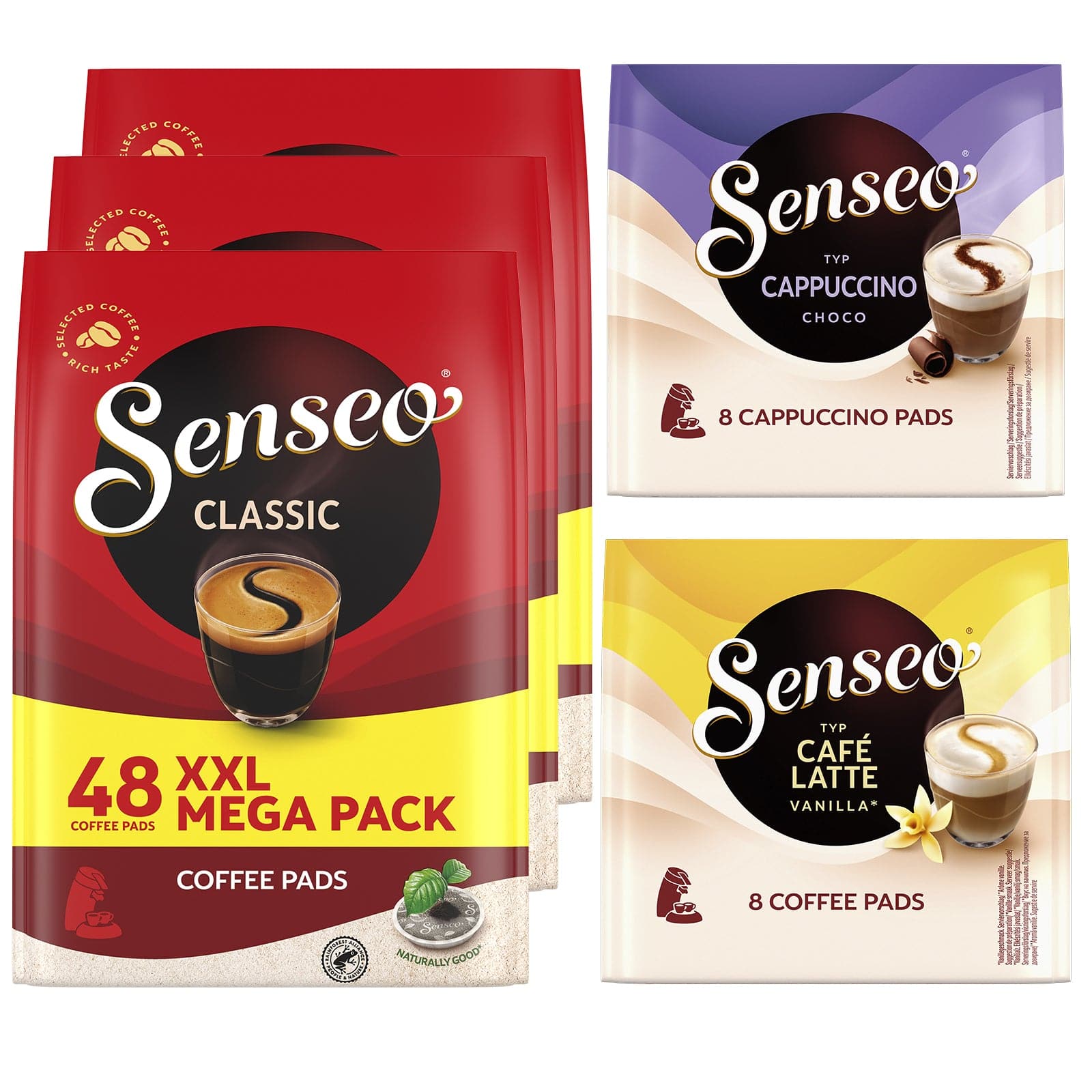 Senseo Caramel Cappuccino Coffee Pods- Single Serve Coffee Pods Bulk Pack for Senseo Coffee Machine - Compostable Coffee Pods for Hot or Iced Coffee