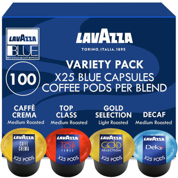 Lavazza Blue 100 Capsules - Top, Gold, Dek, Crema (25 Each)
