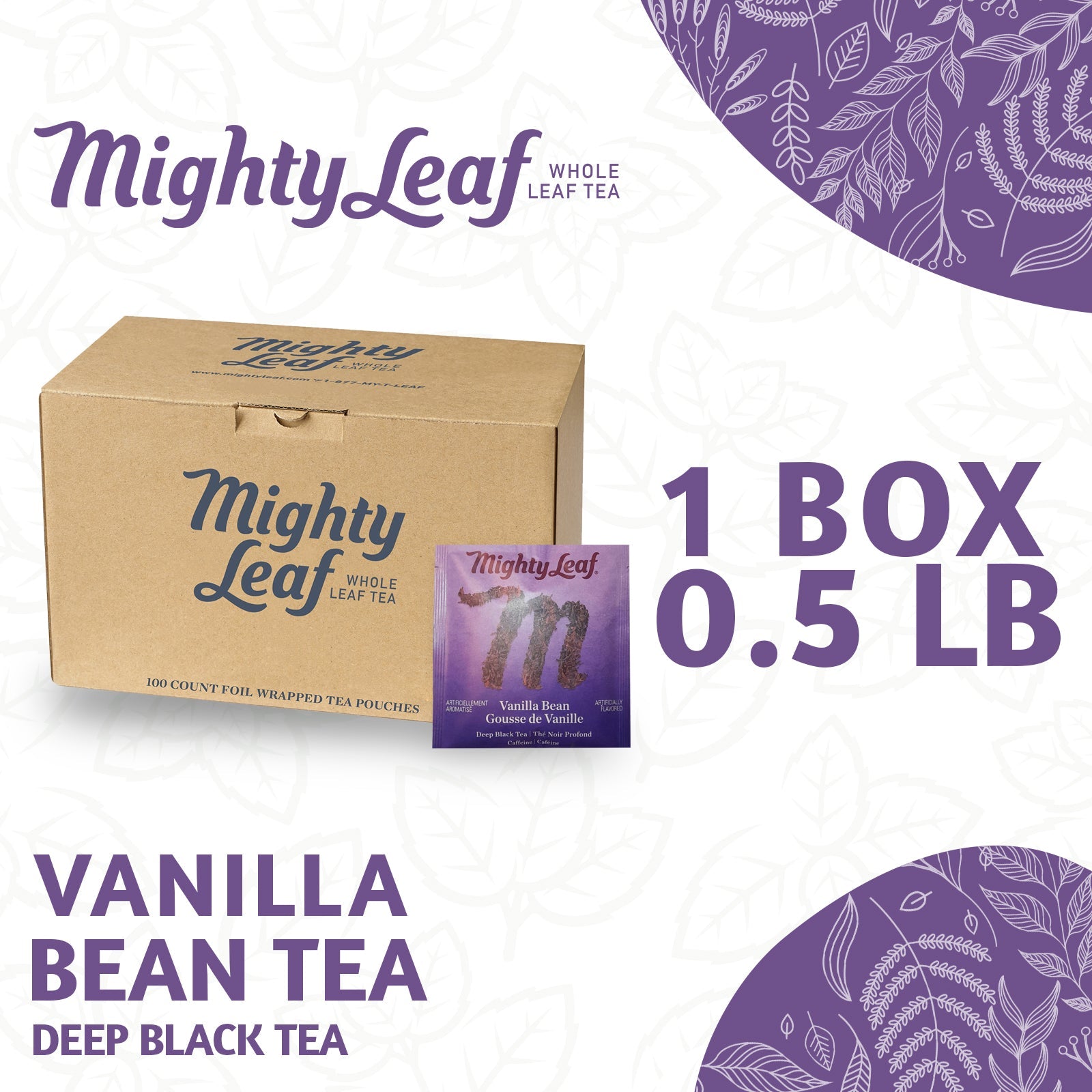 Mighty Leaf Tea Vanilla Bean - 100 Pouches | Smooth Black Tea & Vanilla