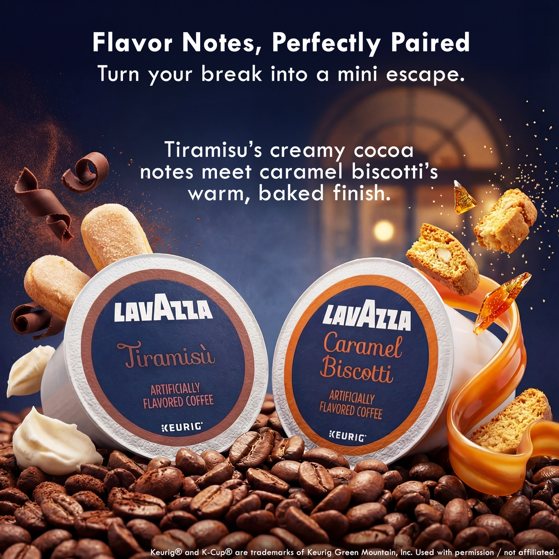Lavazza Tiramisu & Caramel Biscotti K-Cups - 40 Count