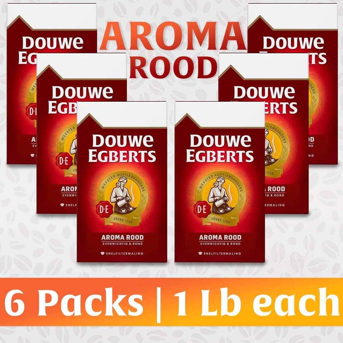 Douwe Egberts Aroma Rood - 6 Packs, 6.6 lb Total