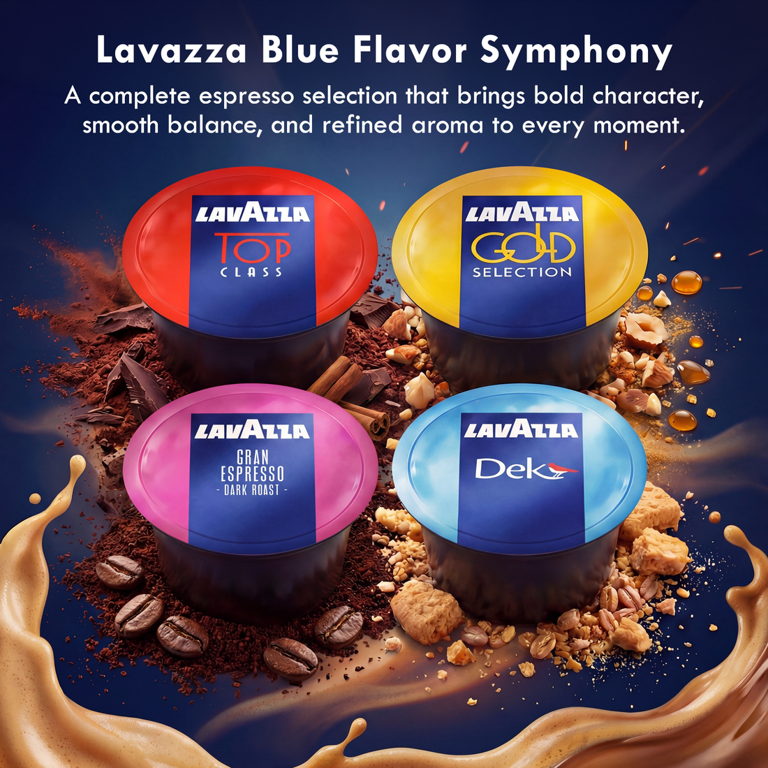 Lavazza Blue 100 Capsules - Dek, Gran, Top, Gold (25 Each)