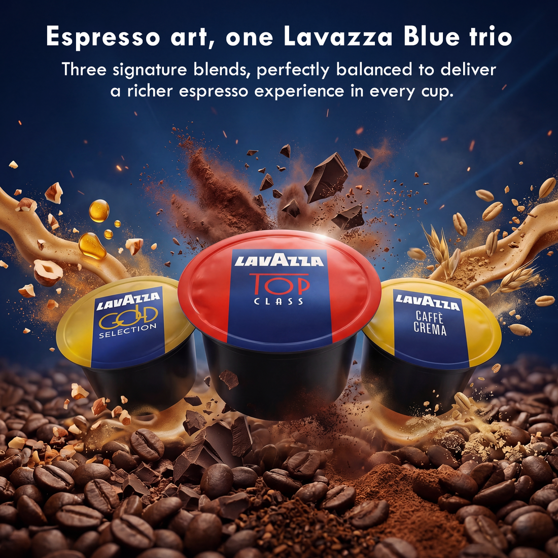 Lavazza Blue 30 Capsules - Top, Gold, Caffe Crema (10 Each)