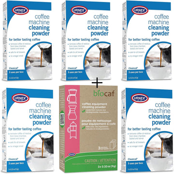 Urnex Cleaning Powder Cleancaf and BioCaf Espresso Machine Cleaner 6 Pack