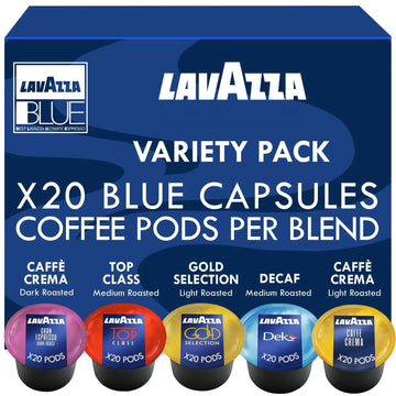 Lavazza Blue 100 Capsules - Top, Crema, Dek, Gran, Gold (20 Each)