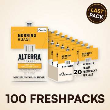 Last pack: 100 FLAVIA Alterra Morning Roast Freshpacks, best before Mar 1, 2027