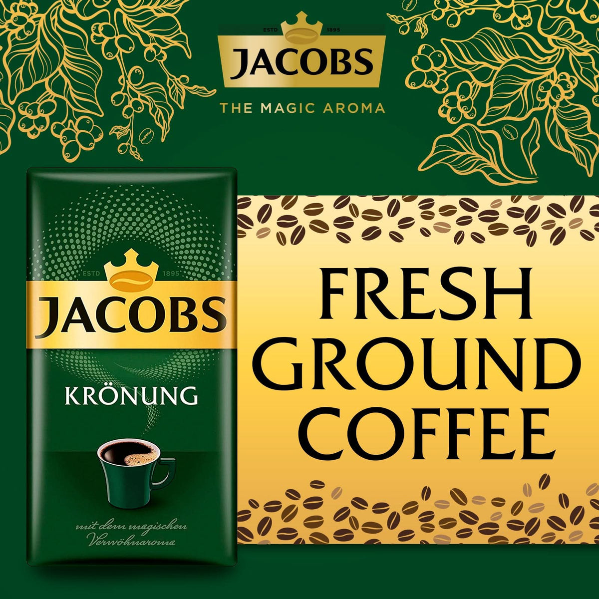 Jacobs Kronung Ground Coffee - 5 Packs, 500g Each BBD 9 January 2027