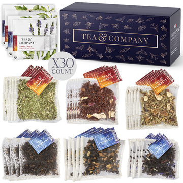 Mighty Leaf Giftbox Tea and Company Organic Tea Sampler – 30 Count Silken Tea Bags – 6 Assorted Flavors: Earl Grey, Rooibos, Emperor Breakfast, Meridian Chai, Verbena Mint, Chamomile Yuzu