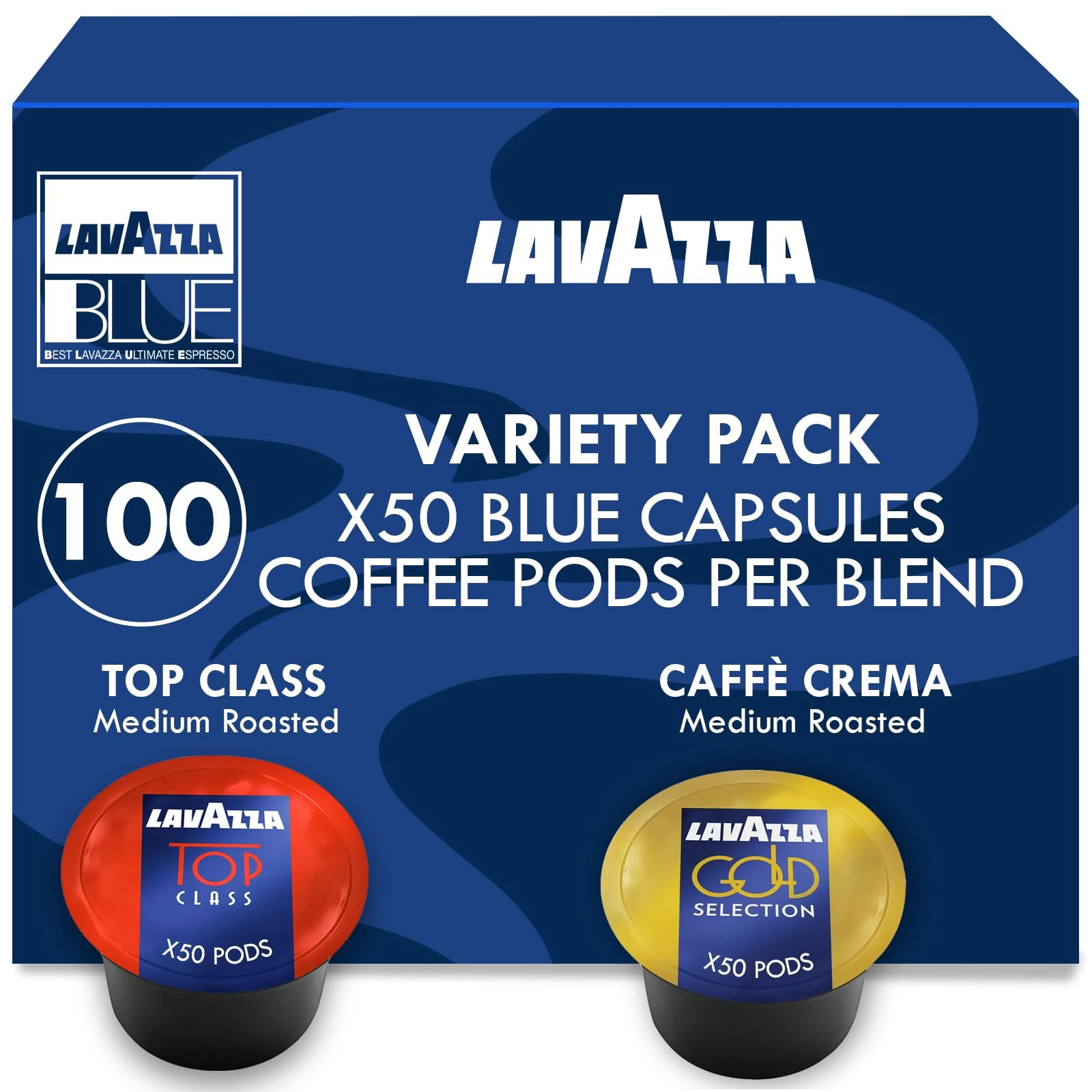 Lavazza Blue 100 Capsules, Top Class & Caffe Crema, 50 Capsules Each