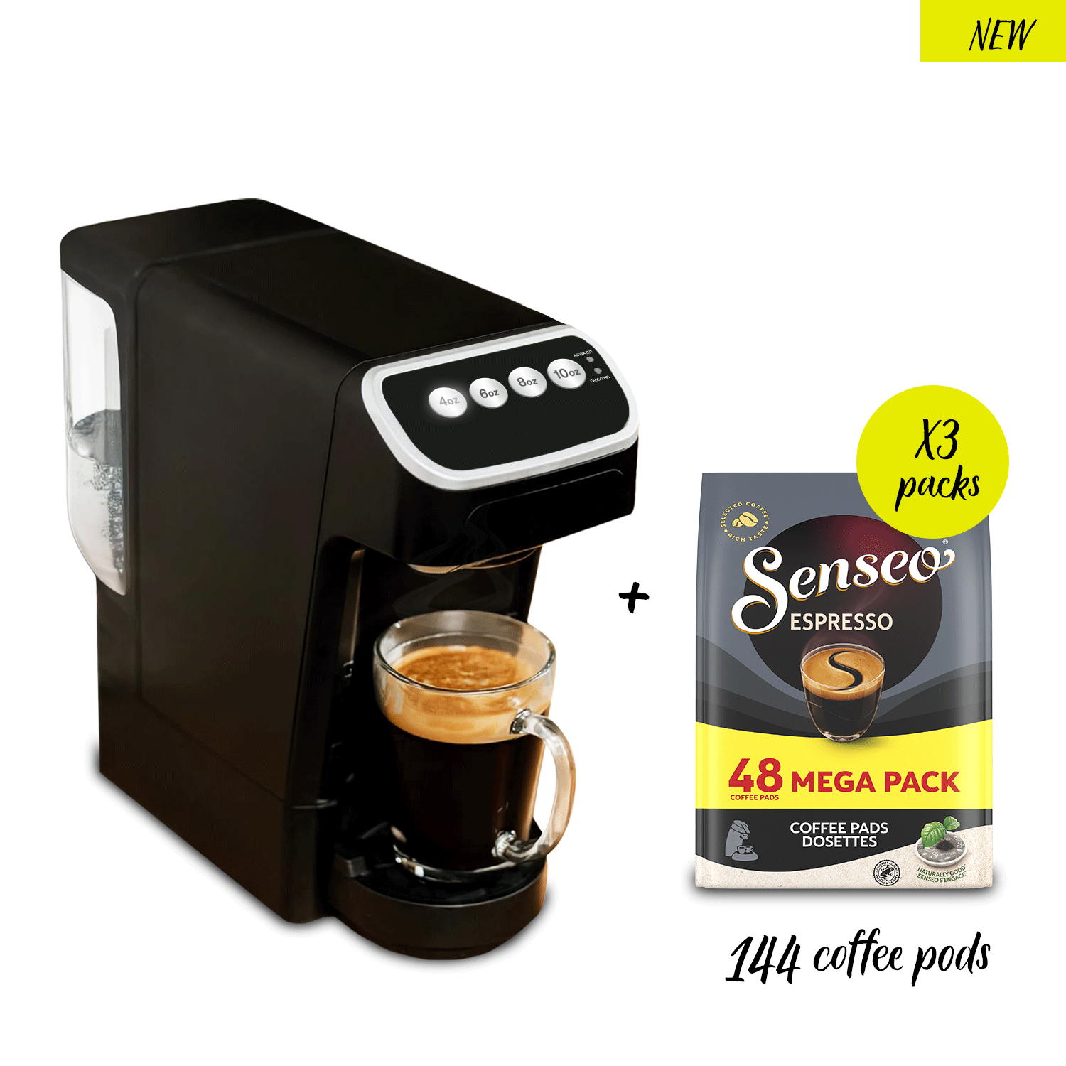 PeleCom Coffee Machine Compatible With Senseo Coffee Pods + Senseo Espresso Pods