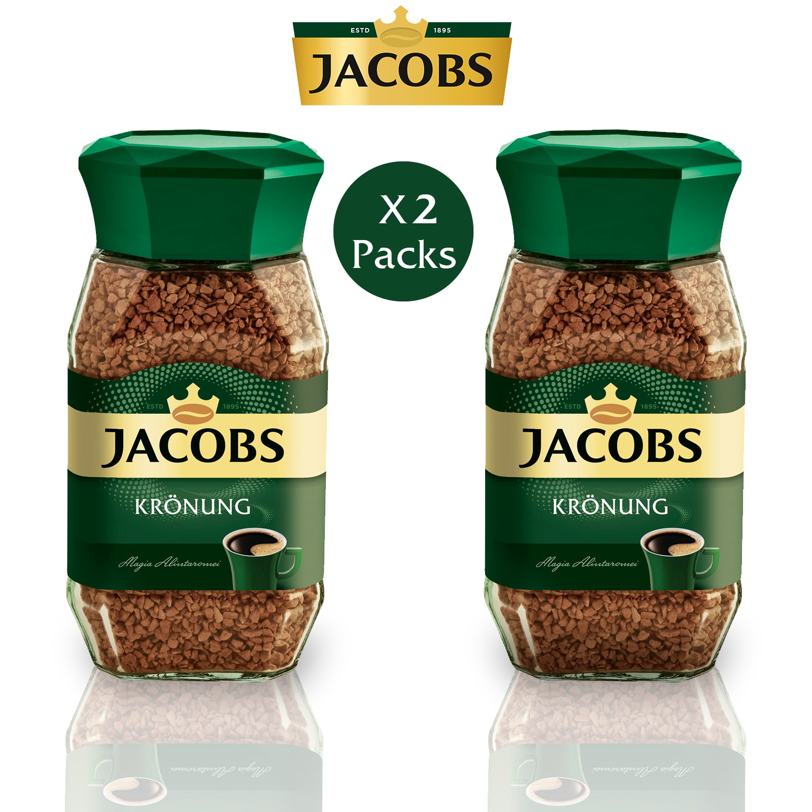 Jacobs Kronung Instant Coffee, Pack of 2, 200 Grams Each