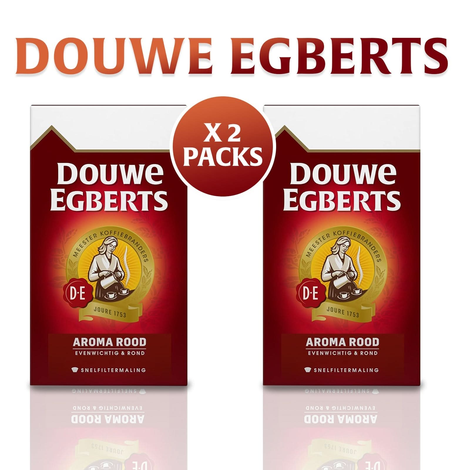 Douwe Egberts Aroma Rood Ground Coffee - 2 Packs, 2.2 LB, Smooth & Rich