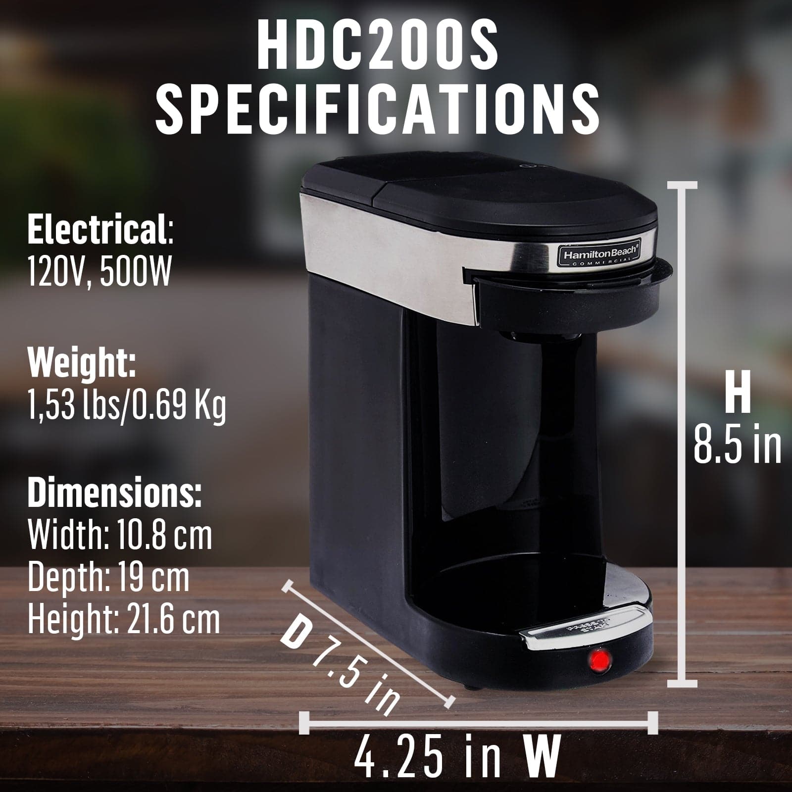 Hamilton Beach HDC200S 1 Cup Pod Coffee Maker - Black/Stainless, 120v